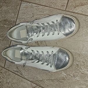 Dolce Vita Silver and White Sneakers